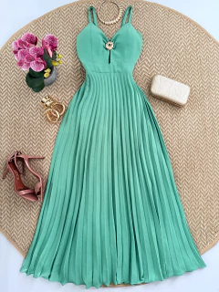 Vestido Plissado Fivela Orgânica - comprar online