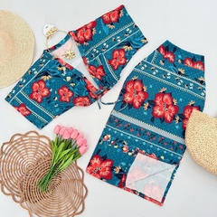 Conjunto Cropped e Saia Midi