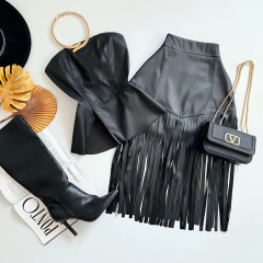 Blusa Peplum Couro Eco - comprar online