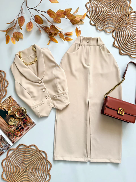 Conjunto Colete + Saia Midi - comprar online