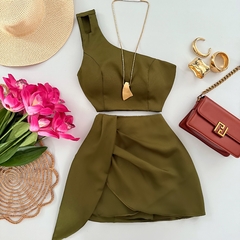 Conjunto Cropped + Saia Shorts Alfaiataria - comprar online