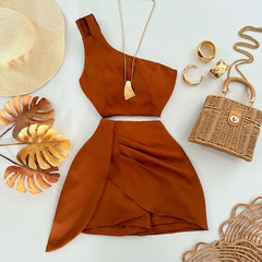 Conjunto Cropped + Saia Shorts Alfaiataria - comprar online