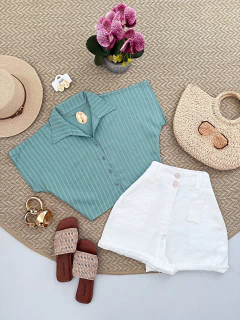 Camisa Cropped Linho - BellaChic