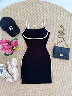 Vestido Canelado Bicolor - comprar online