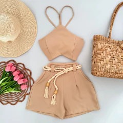 Conjunto Cropped + Shorts Alfaiataria - comprar online