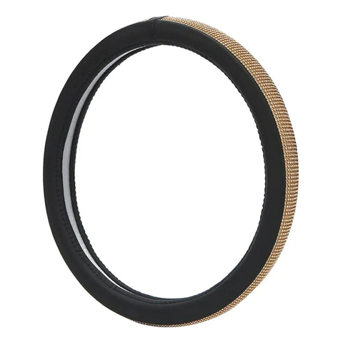 Cubre Volante Funda 38cm Brillos Estras Negro Con Dorado
