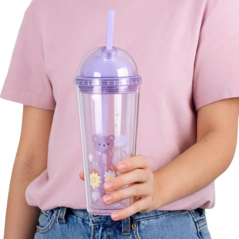 Vaso con stickers y sorbete - comprar online