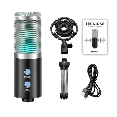 Micrófono Midiplus RGB830 Condensador USB Steaming Gaming Podcast