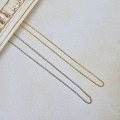 Colar Trama Delicada Banho Ródio Branco - loja online