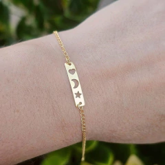 Pulseira Infantil Chapinha Banho Ouro 18K