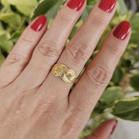 Anel Laçado Banho Ouro 18k