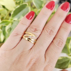 Anel Raio Ponto de Luz Banho Ouro 18k