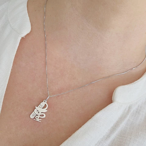 Colar Profissão Farmácia Banho Ródio Branco