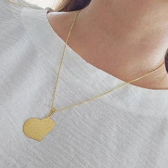 Colar Coração Oração Pai Nosso Banho Ouro 18K