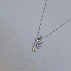 Colar Longo com Pingente Espiritual Banho Ródio Branco na internet