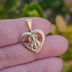Pingente Sagrado Coração de Jesus Banho Ouro 18K