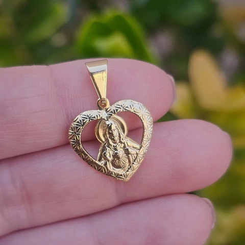 Pingente Sagrado Coração de Jesus Banho Ouro 18K
