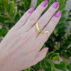 Anel Elegante Torcido Regulável Banho Ouro 18K - comprar online
