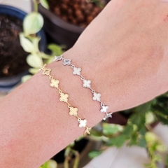 Pulseira Trevinhos Espelhados Banho Ródio Branco - comprar online