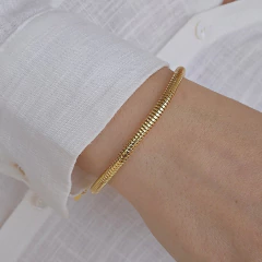 Pulseira Rabo de Rato Grossa Banho Ouro 18K