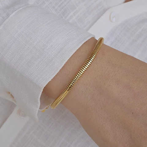 Pulseira Rabo de Rato Grossa Banho Ouro 18K