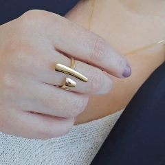 Anel Barras Espelhadas Paralelas Banho Ouro 18K na internet