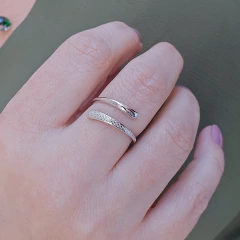 Anel Regulável Até ao 19/20 1 Faixa Lisa e 1 Faixa Texturizada Banho Ródio Branco na internet