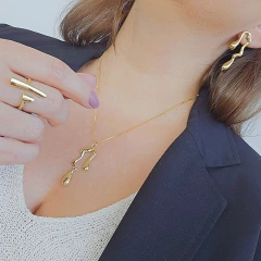 Anel Barras Espelhadas Paralelas Banho Ouro 18K - Semijoias em Brincos, Colares, Anéis e Pulseiras | Lua Mia Semijoias