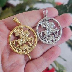 Pingente São Jorge Espelhado Banho Ródio Branco na internet