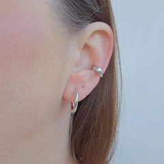 Brinco Argola Tubular Delicada Redonda Banho Ródio Branco na internet