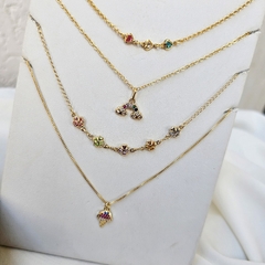 Colar Infantil Florzinhas Coloridas Banho Ouro 18K - comprar online