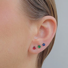 Brinco Ponto de Luz Delicado cor Esmeralda Banho Ródio Branco - loja online