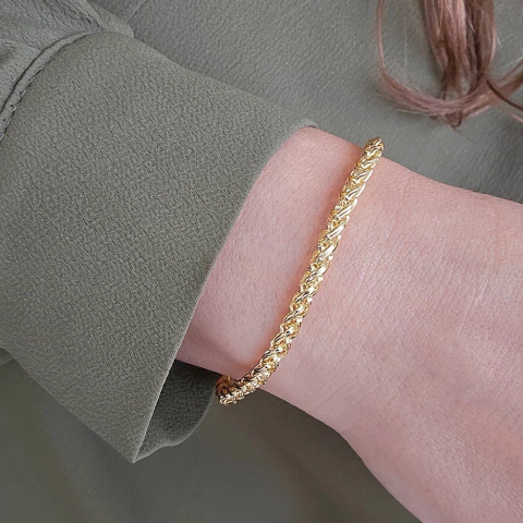 Pulseira Roliça Trançada Banho Ouro 18K