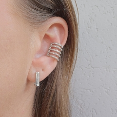 Piercing 5 Faixas Cravejadas de Zircônias Brancas Folheado Prata - Semijoias em Brincos, Colares, Anéis e Pulseiras | Lua Mia Semijoias