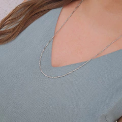 Colar Longo Cordão Baiano Banho Ródio Branco - Semijoias em Brincos, Colares, Anéis e Pulseiras | Lua Mia Semijoias