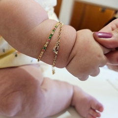 Pulseira Infantil Lua Cravejada Colorida Banho Ouro 18K - comprar online
