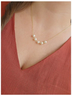 Colar Pérolas e Mini Esferas Banho Ouro 18K na internet