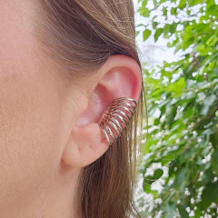 Piercing de Pressão Grande 8 Faixas Espelhadas Banho Ródio Branco