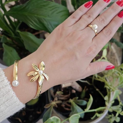 Anel Pérola Solitária Banho Ouro 18K - comprar online