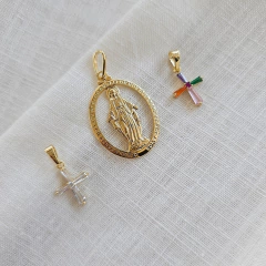 Pingente Oval Nossa Senhora das Graças Banho Ouro 18K na internet