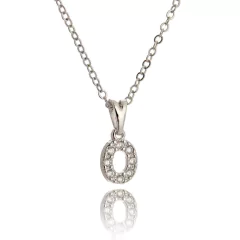 Colar Inicial Letrinha de Forma de Zircônias Banho Ródio Branco - Semijoias em Brincos, Colares, Anéis e Pulseiras | Lua Mia Semijoias