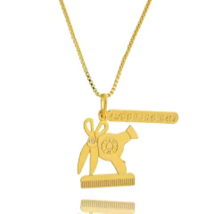 Colar Profissão Cabelereiro Banho Ouro 18K - comprar online
