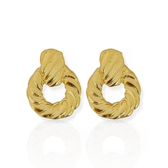 Brinco Circular e Ponteira Trabalhada Folheado Ouro 18K - comprar online