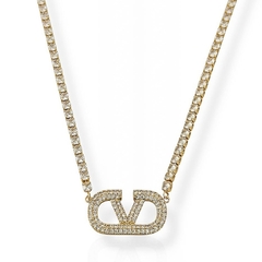 Colar Riviera Inspiração Alta Joalheria Zircônias Brancas Folheado Ouro 18K - comprar online