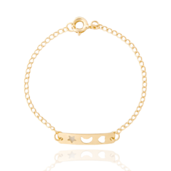 Pulseira Infantil Chapinha Banho Ouro 18K