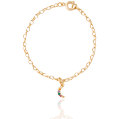 Pulseira Infantil Lua Cravejada Colorida Banho Ouro 18K