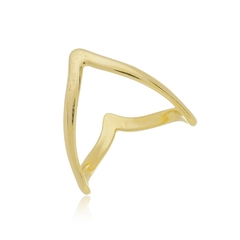 Anel Designer "V" Espelhado Banho Ouro 18K