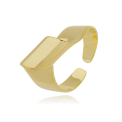 Anel Elegante Torcido Regulável Banho Ouro 18K