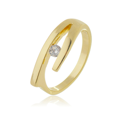 Anel Fashion Ponto de Luz Banho Ouro 18k