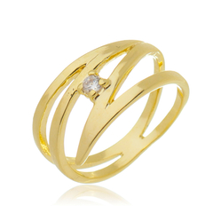 Anel Raio Ponto de Luz Banho Ouro 18k